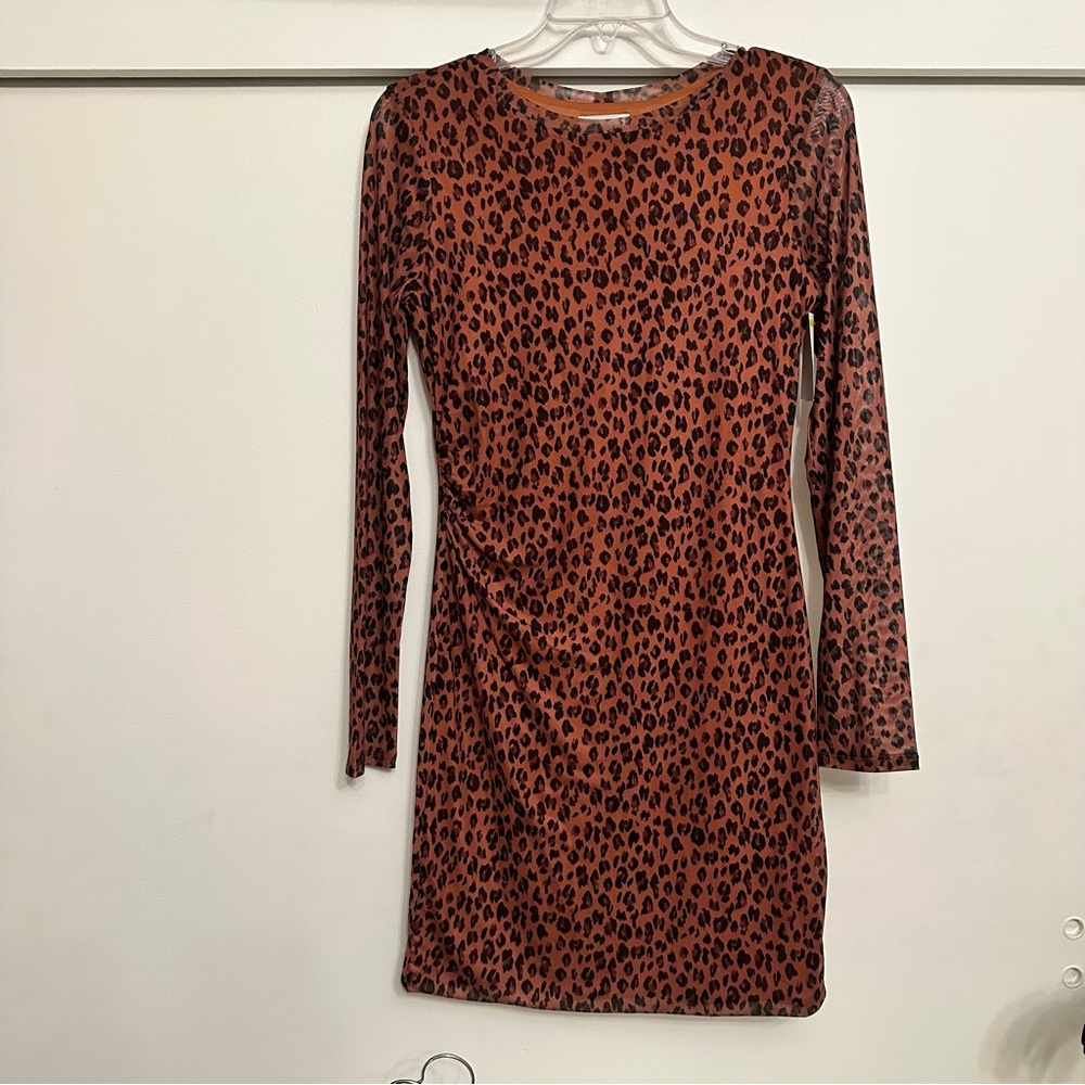 Leith Animal Print Long Sleeve Dress sz small